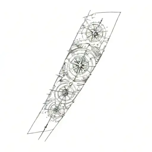 A Tattoo Of A Compass And Other Symbols