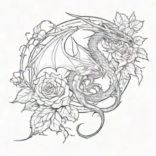 A Court Of Thorns And Roses Book Cover Scene With A Dragon