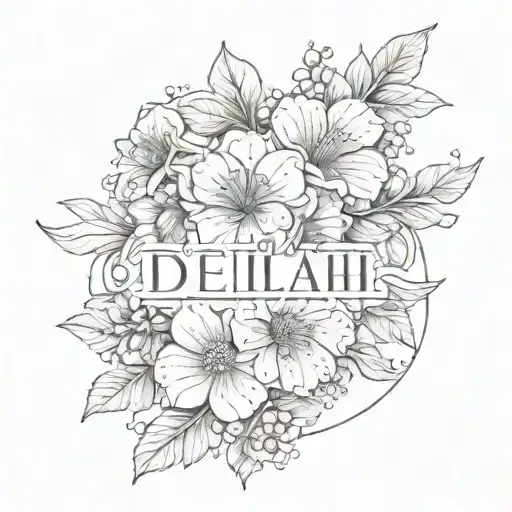 Delilah Name Written October Birth Flower