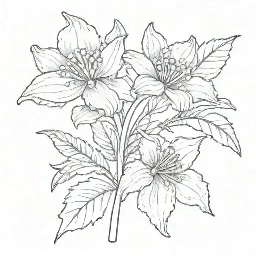 A Dotwork Design Of A Marigold And Lily Of The Valley Flower Growing From A Small Seedling