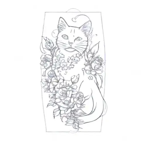 A Cat And Flowers