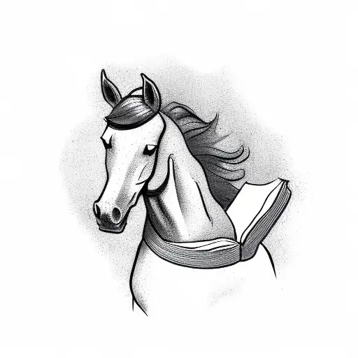 A Silhouette Of A Horse With A Book And A Libra Symbol