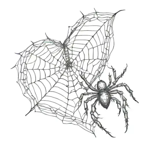 Cobweb In The Shape Of A Heart And A Spider