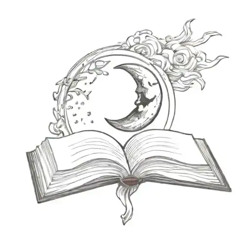 Open Book With A Half Moon