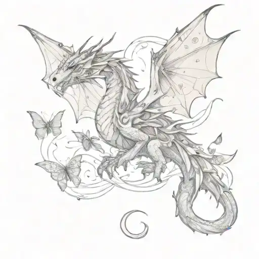 Dragon With Butterflies