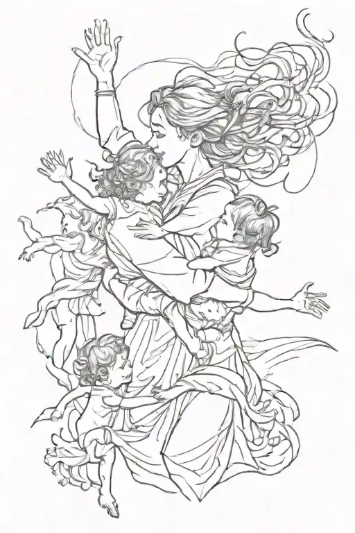 Mother Reaching For Children But Cannot Get Them