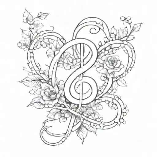 A Bouquet Of Flowers Forming An Infinity Symbol With Musical Notes
