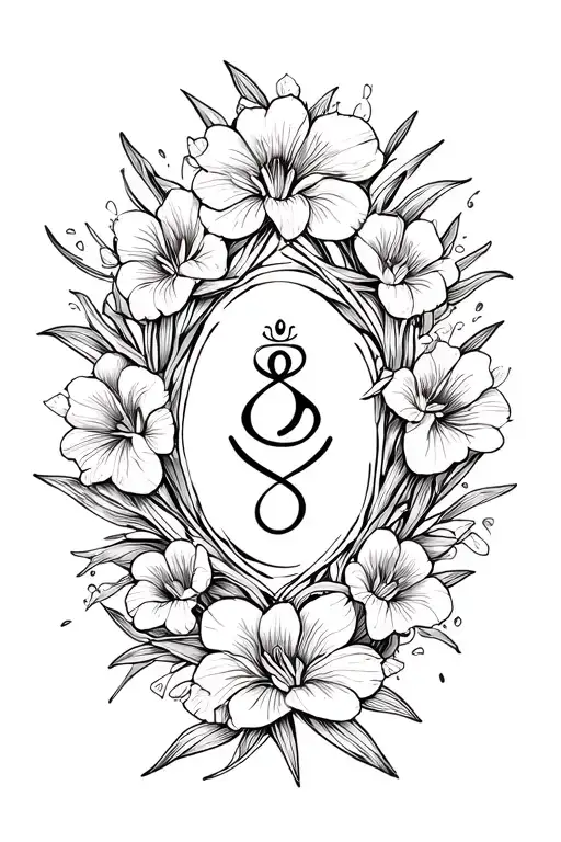 Unconditional Love Symbol Integrated In Freesia And Surrounded By Shanti