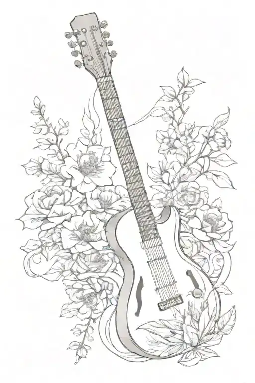 5 Siblings Birth Flowers Music Guitar Intertwined