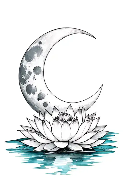 Moon And Lotus Flower
