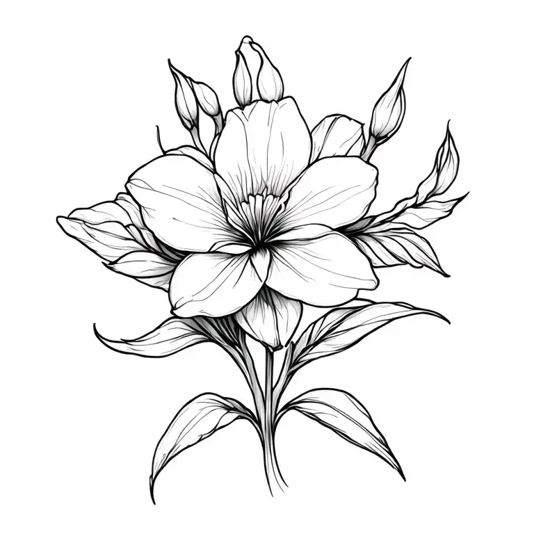 One Freesia Flower With With Infinity Sign Integrated