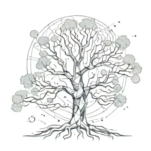 A Tree In A Geometric Style Where The Branches Are Neurons In The Shape Of A Brain