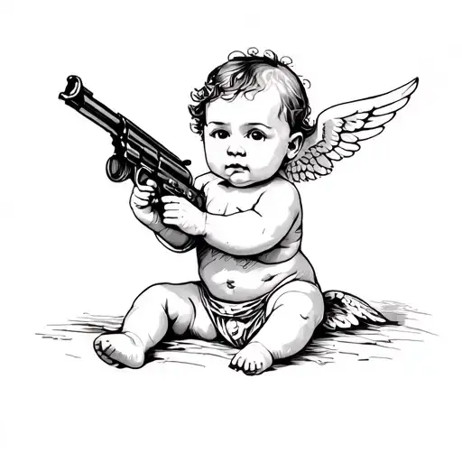 Baby Cupid Holding A Gun