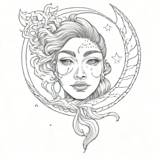 Crescent Moon With Face