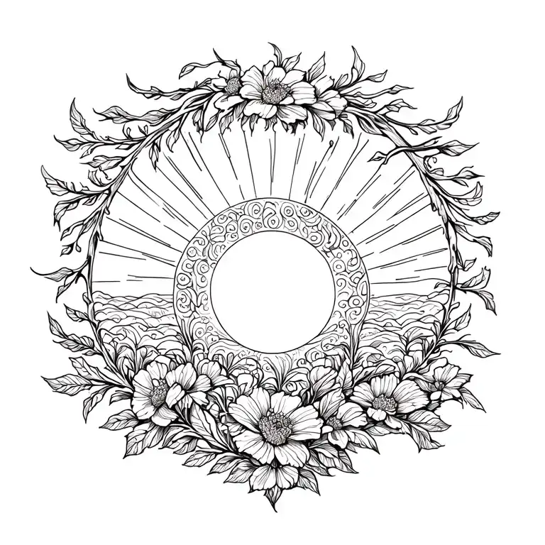 A Sunrise That Starts At The Base Of The Neck And Flows Into The A Flowery Vine