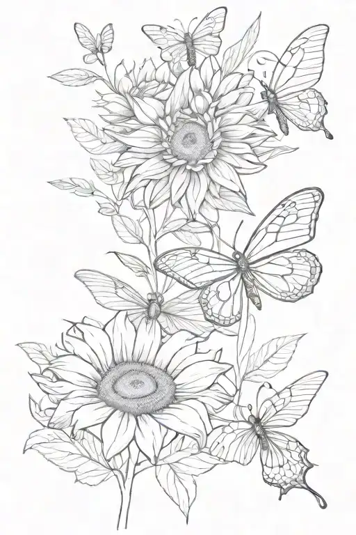 Sunflower Butterfly Dragonfly