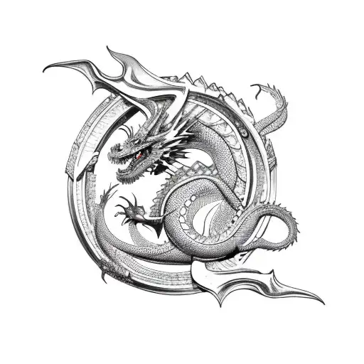 Bushido Letters With A Spiral Dragon Around It