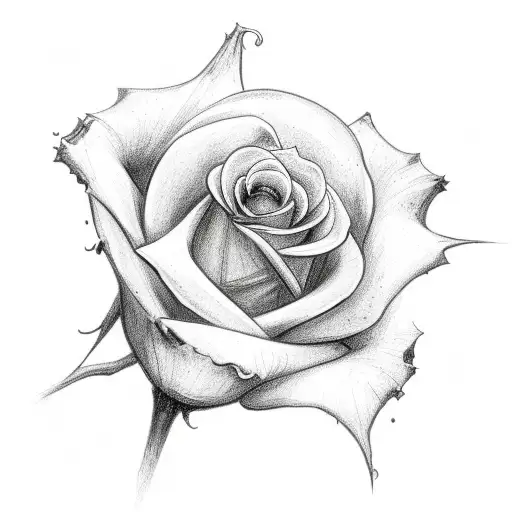 Cross And Small Rose And Spider