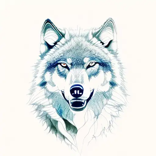 Blue And Green Wolf