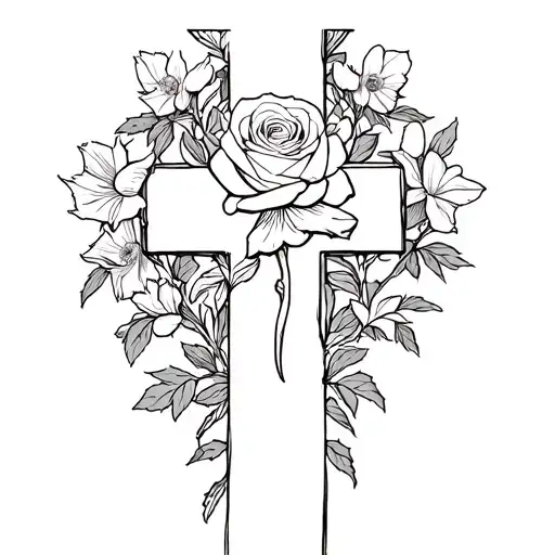 Cross With Rose And Narcissus Around It