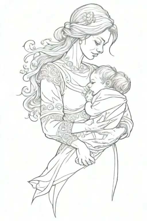 Lady With Baby In Her Arms