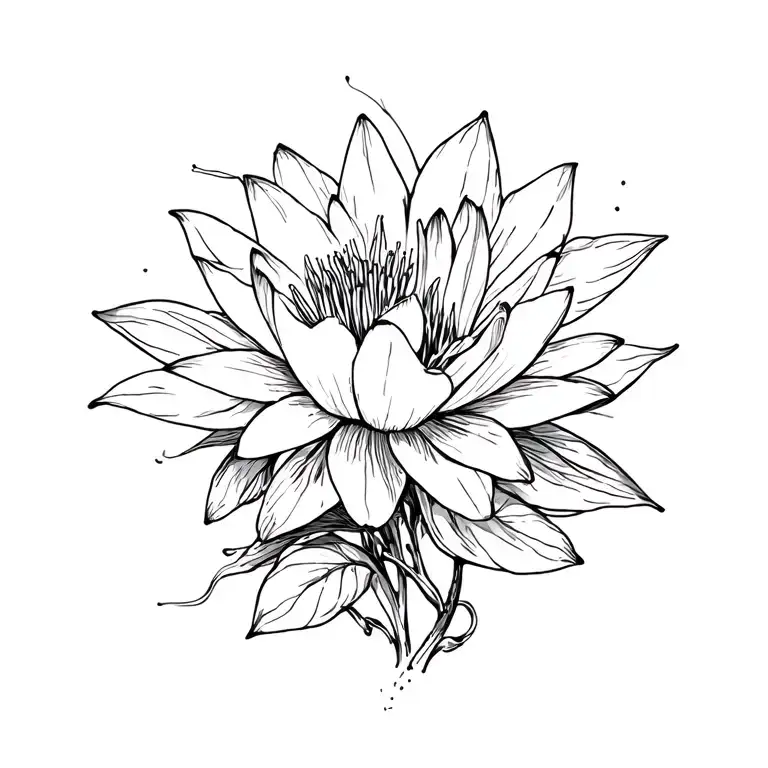 Water Lily And Morning Glory Flowers Connected