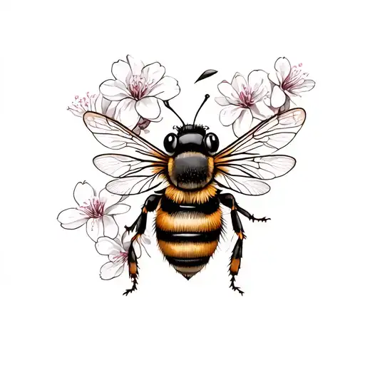 Bee With Cherry Blossoms