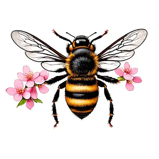 Bee With Cherry Blossoms