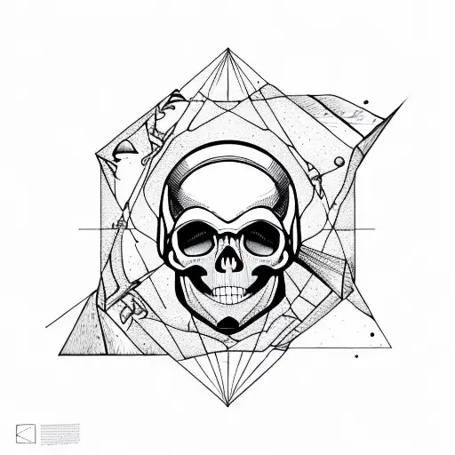 Skull Astronaut Space Planets Stars Flowers Triangle Frame