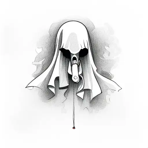 Cartoon Ghost Smoking Weed