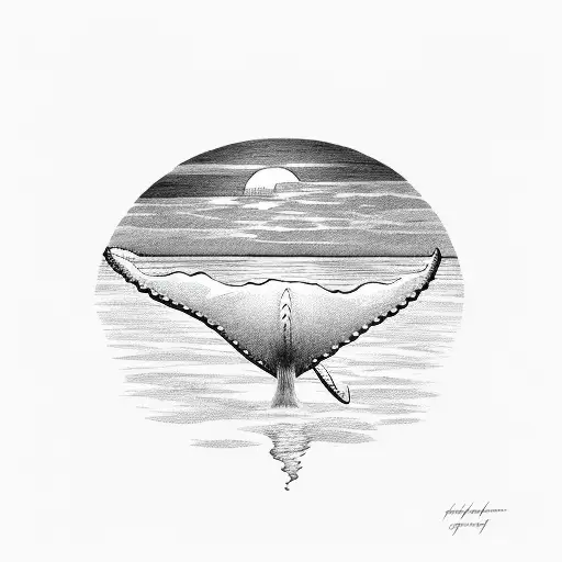 Whale Tail In Front Of A Sunset