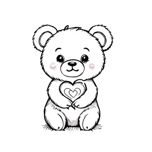 Cute Bear Holding A Heart