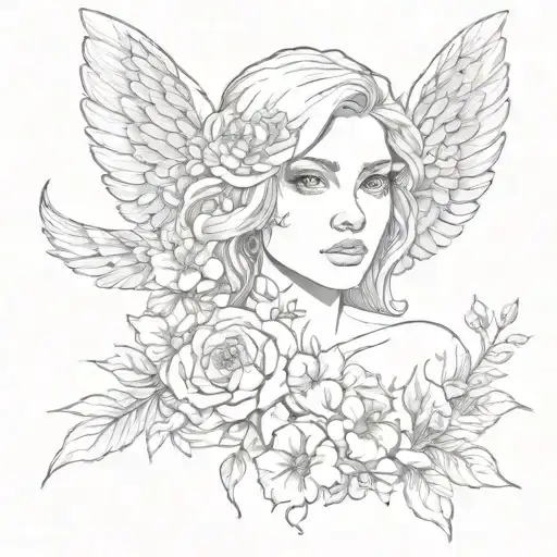 Angel Face With Flowers