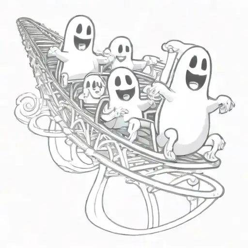 Cartoon Ghosts On A Roller Coaster Realistic