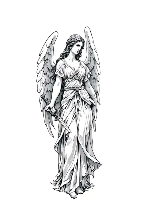 An Angel Holding A Sword