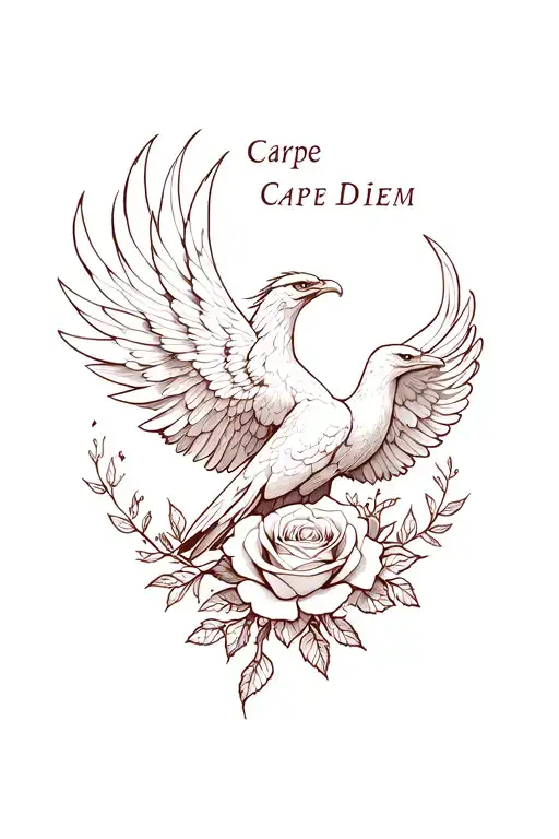 Phoenix Carpe Diem Et Rose Surrounded
