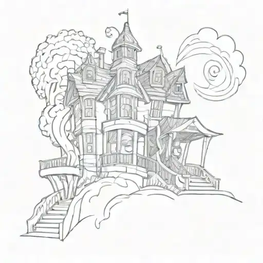 Cartoon Haunted House Roller Coster Ride