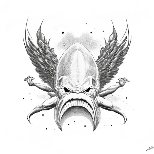 Strong Alien Animal With Muscles And Wings