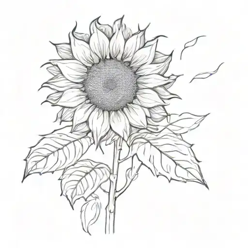 A Sketch Of A Sunflower Burning Brightly