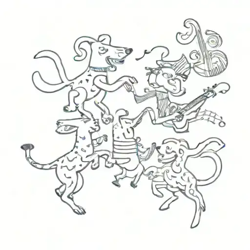 A Playful Tattoo Of Silly Animals Dancing To Music Notes