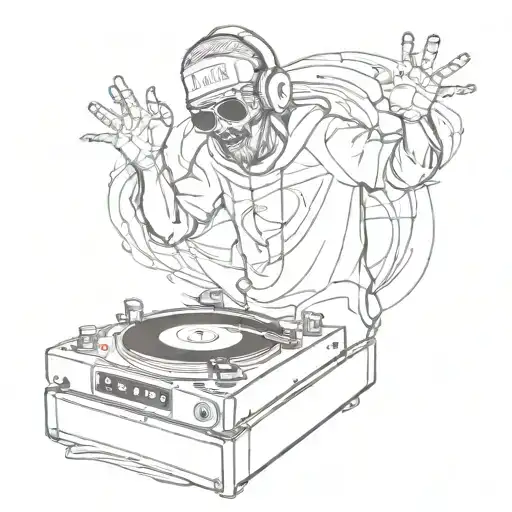 Ghost Dj Spinning Music On A Turntable Dj