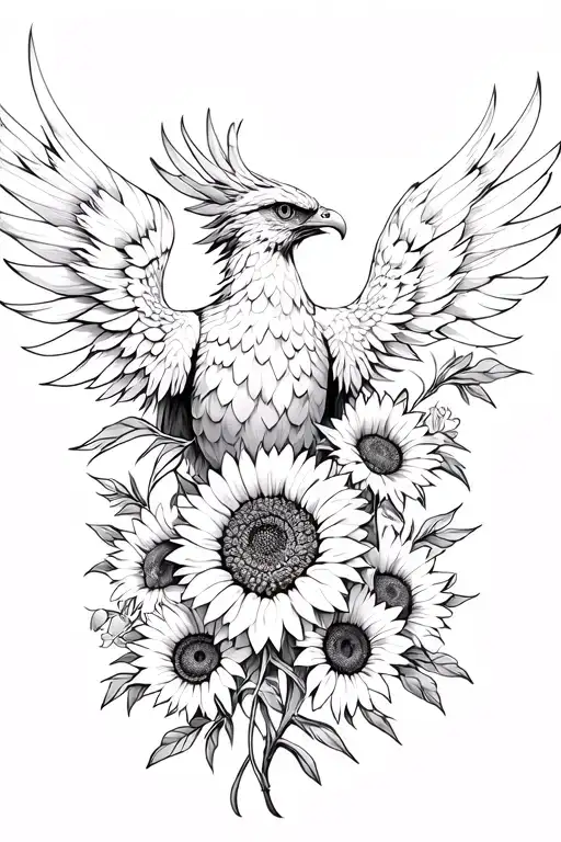 Phoenix With Sunflowers And Gladiolus