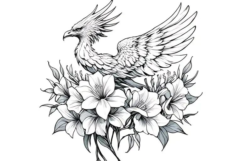 Phoenix Rising From Gladiolus Flowers Blooming