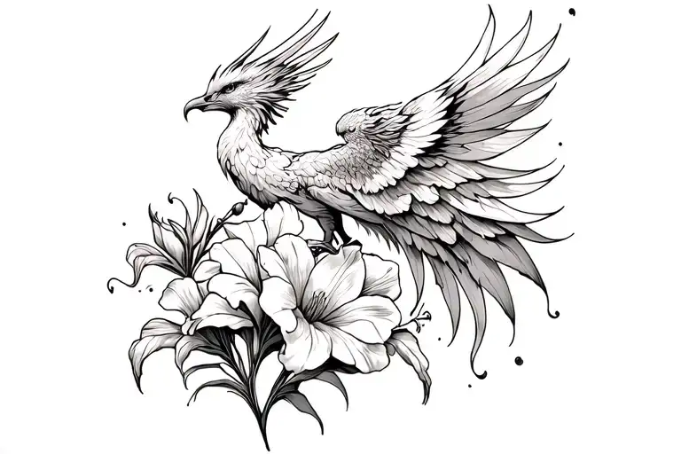 Phoenix Rising From Gladiolus Flower Blooming