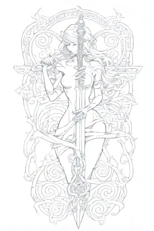 Female Body Figure Holding Sword