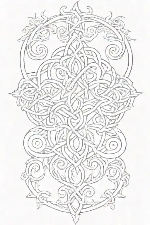 Thin Celtic Knot Roots Surrounded By Flames