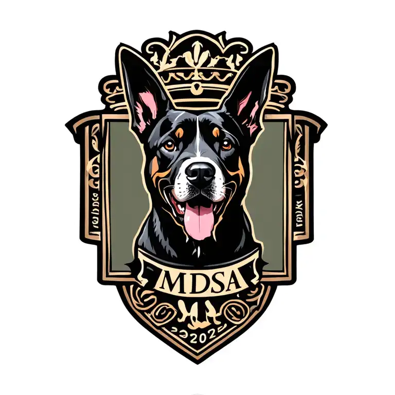 Family Crest Incorporating A Dog And The Family Name Mdsa And Year 2020