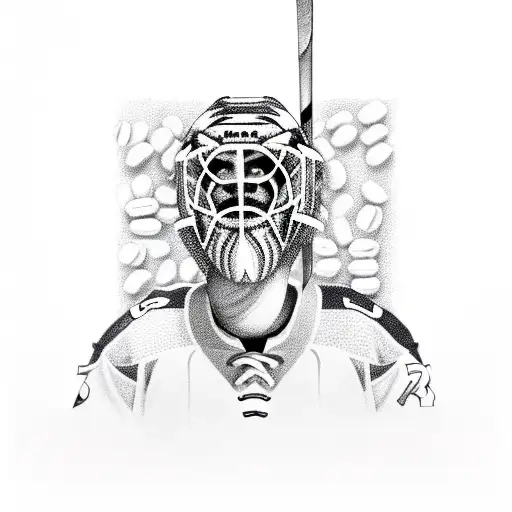 A Sketch Of A Hockey Player Surrounded By Coffee Beans