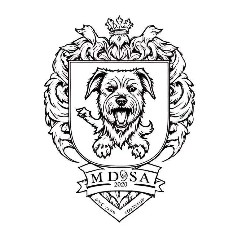 Family Crest Incorporating A Dog Like Beast And The Family Name Mdsa And Year 2020
