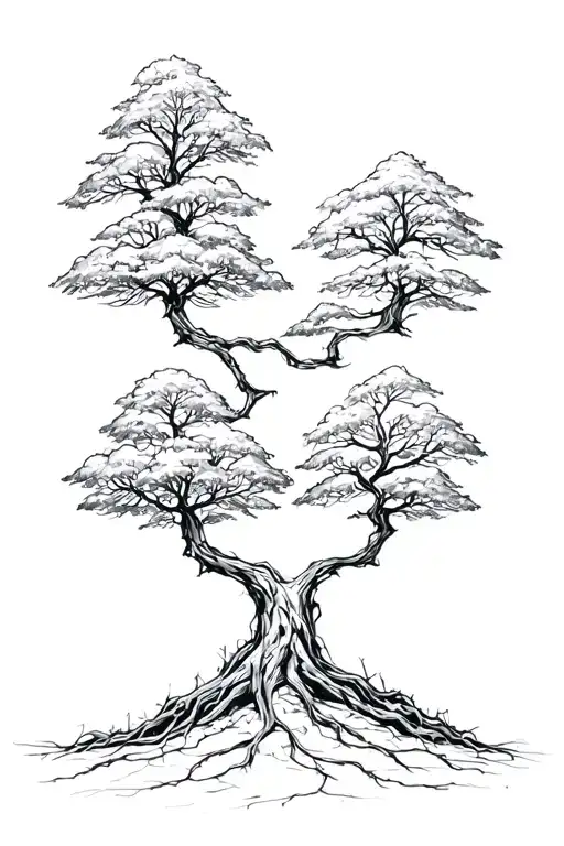 6 Little Trees Growing Into Each Other